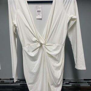 Fashion Nova Long Sleeve Plunge Bodycon Dress